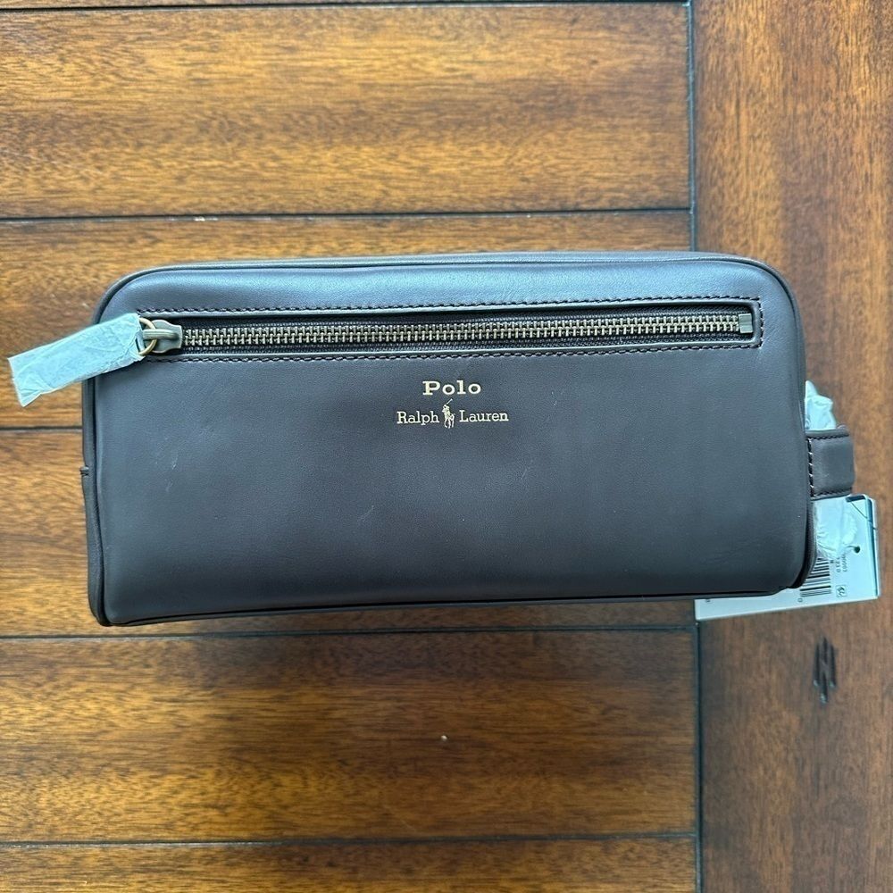 Men’s Polo Ralph Lauren Leather Toiletry Travel Bag NWT Retail $175
